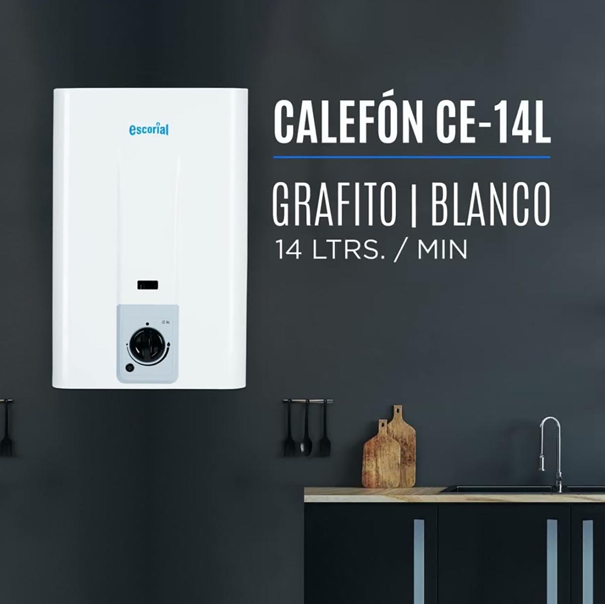 Calefon A Gas Natural 14L Escorial CE-14LBN Blanco
